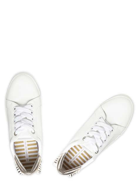 White 'Carlie' Gold Ruffle Trainers